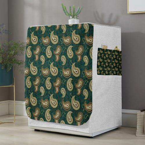 Highdi Housse de Protection pour Machine à Laver, Chargement Frontal Housse La Poussière avec Ouverture Frontale pour Linge Domestique (Mandalas,Capacité M 8~10KG)