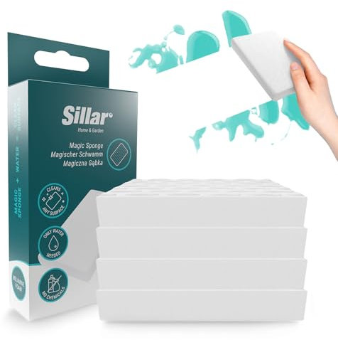 Sillar 4X Magischer Schwamm Reinigungsschwamm -Schmutzradierer, Universeller Schwamm für Hartnäckige Flecken, Küche, Bad, Wände und mehr - Umweltfreundlicher Fleckenentferner ohne Reinigungsmittel