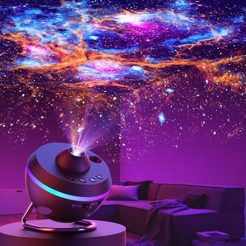 Lithomy Galaxy Projector with 13 4K HD Discs, Wide Viewing Angle HD Focus Star Projector, 6 Exquisite Lighting Effects Night Light Projector,for Adults Kids Bedroom Decoration,Black