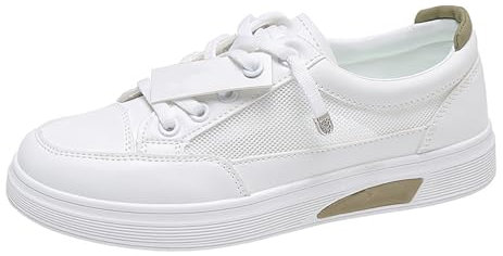 Zapatillas deportivas para mujer, transpirables, ligeras, para exteriores, planas, de moda, bajas, antideslizantes, con suela plana, monocolor, con cordones, c, 39 EU