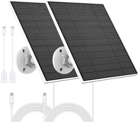 Solarpanel für Eufy Outdoor kamera, 5W Kamera Solarpanel Kompatibel mit Eufycam, Kontinuierliche Stromversorgung, Solarpanel mit 9,8ft Ladekabel, IP65 Wasserdicht, 2 Packungen