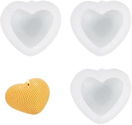 3 Pièces Moule Résine Epoxy Forme de Coeur 3D, Moule Silicone Coeur 3D, Bougie Coeur Moule, Moules à Bougies En Silicone En Forme de Cœur pour Bougie En Forme de Cœur, Savon, Chocolat, Fondant
