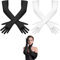 Aomig Handschuhe Damen 2Pcs Lange Braut Handschuhe Satin Abendhandschuhe Elastic Fingerhandschuhe Ellenbogenhandschuhe 1920s Tanzhandschuhe für Classic Oper Maskerade Cosplay Halloween (Weiß+Schwarz)