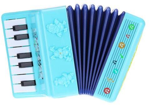 sourcing map Akkordeon 13 Tasten Klavier Akkordeon Mini Musikinstrument Geschenke für Erwachsene Anfänger Pädagogisch Blau