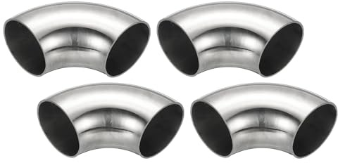 PATIKIL 4 Stück Edelstahl Rohrbogen 90 Grad Bogen, 42mm ID Stahl Auspuffbogen Auspuffrohrverbinder Edelstahlbogen 304 Edelstahl Rohr für Auspuffrohr Treppengeländer Auto HVAC