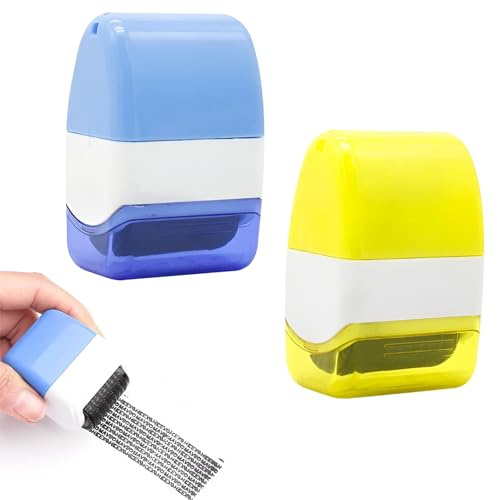 2 Stück Rollstempel Camouflage,Datenschutz Rollstempel,Textschwärzer Sicherheit Stempel,Identitätsschutz Rollstempel,Adressen Schwärzen,Für Privatsphären Vertraulichkeit, Ausblenden Persönlicher Daten