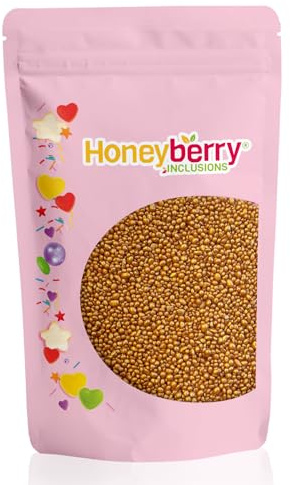HONEYBERRY INCLUSIONS Golden Crunch Nuggets 200g - Metallic Shimmer Gold Sprinkles for Cake Decorating - Edible Gold Cake Toppers - Crunchy Dessert Sprinkles for Cupcakes and Ice Cream