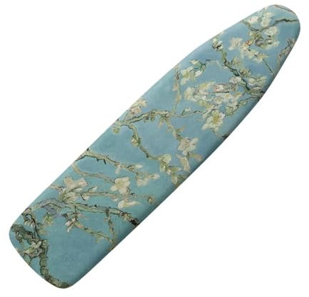 Buxolandt Almond Blossom Print Ironing Board Covers 125 x 45 cm, Easy-Fit for Protecting Ironing Board Cover Complete Set with 3 Fasteners and Scorch Resistant Protective Accessories Decor