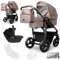 Bergsteiger Capri Kombikinderwagen 3-in-1 – Babywanne, Sportsitz & i-Size Babyschale, Luftreifen, Federung, höhenverstellbarer Griff, faltbar, Zubehör