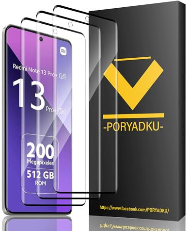 HOMEMO 3 Piezas Protector de Pantalla para Xiaomi Redmi Note 13 Pro Plus 5G /13 Pro+ 5G, HD Clara, Sin Burbujas, 9H Dureza, Antihuellas, Anti-Scratch