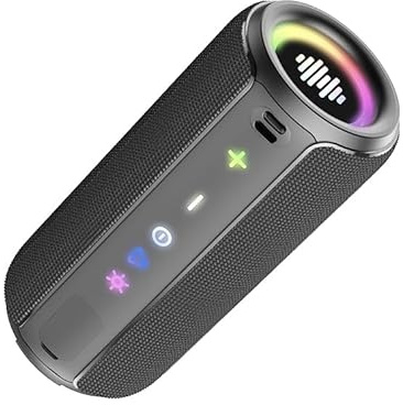 TIMU Bluetooth Lautsprecher mit Licht, Bluetooth 5.4 Musikbox, 30W Dual Lautsprecher, Dualen Bass-Treibern, 30 Std Akku, IPX7 wasserdicht, TWS Paarung, AUX, TF Karte, Geeignet Outdoor/Party, Grau