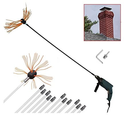 Verstellbares Pelletofen-Reinigungsset, Kamin-Reinigungsbürste, Pelletofen-Reinigungsset, Kamin-Reinigungswerkzeug Schornsteinreinigungsset(12 m)
