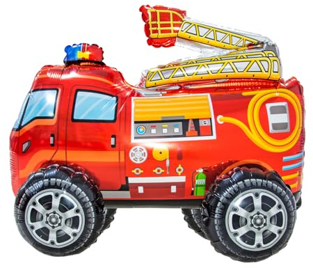 Koboko XXL Luftballon Feuerwehr Geburtstag Deko, Geburtstagsdeko Feuerwehr Luftballon, Stehen Feuerwehrauto Deko Folienballon Geburtstag, Feuerwehrauto Kindergeburtstag Feuerwehrmann Themenparty