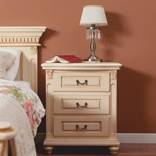 Casa Padrino Luxus Barock Nachtkommode mit 3 Schubladen Creme H. 70 cm - Barock Möbel