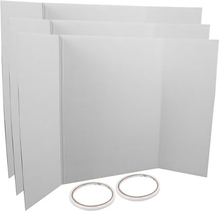 SUPVOX Panneau D'affichage Blanc Pliable en Trois Volets avec Rubans Adhésifs Double Face, Carton Rigide pour Expositions et Transport Facile