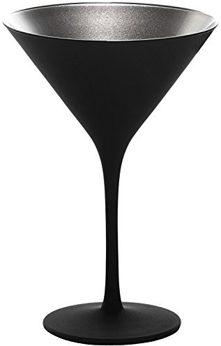 Stölzle Lausitz Elements Cocktailgläser Schwarz/Silber 6er-Set 240 ml – Stilvolle Cocktail Gläser ideal für Martini & Manhattan – Martinigläser aus bleifreiem Kristallglas – Spülmaschinen- & stoßfest