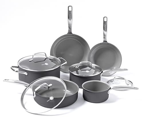 GreenPan Chatham Batterie de Cuisine antiadhésive en céramique 10 pièces Gris