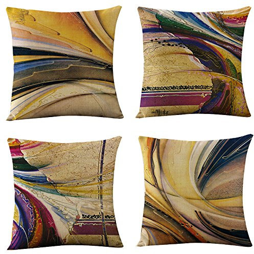 WOMHOPE Set von 4 Modern Vintage Geometrische Dekorativer Überwurf-Kissenbezug Kissen Kissen Fällen 45,7 x 45,7 cm für Wohnzimmer, Couch und Bett 18 Gestreift