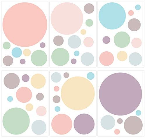 GRAVURZEILE Wandsticker Set Pastell Kreise - Wandtattoo für Kinderzimmer - Mädchen & Jungen - Wanddeko Wandaufkleber - Selbstklebend