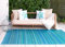 FAB HAB Outdoor-Teppich - Wasserfest, lichtecht, knitterfrei - Premium-Recycling-Kunststoff - Gestreift - Veranda, Terrasse, Balkon, Flur, Pool - Cancun - Türkis & Moosgrün - 75 cm x 240 cm