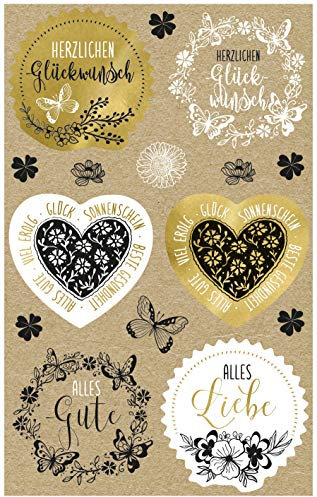 AVERY Zweckform Kraftpapier Aufkleber 30 Sticker Glückwünsche (Papier Sticker, Geschenkaufkleber, natur, braun, beige) 57122
