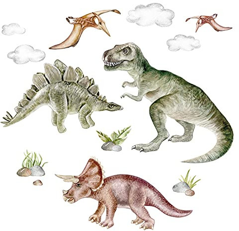 Little Deco Wandsticker Kinderzimmer Wandtattoo Tier Dinosaurier I Wandbild 97 x 56 cm (BxH) I Wandaufkleber Spielzimmer Baby Kinder Junge Schlafzimmer DL598