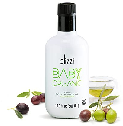 Olive Oil for Baby Food - Olizzi Baby Organic Extra Virgin Olive Oil, Cold Pressed, USDA Organic, Kosher, Delicious, Smooth, Award Winning, Polyphenol Rich, 16.9 FL OZ (500 ML)