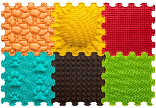 ORTOTO Massage Puzzle Bodenmatten - Orthopädische Spielmatte für Kinder und Erwachsene, sensorisches Spielen, Kinderspielmatten, Spielmatten-Set (Sunshine Garden)