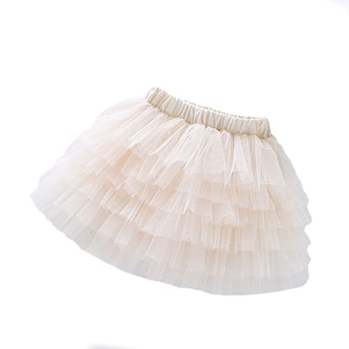 es-uk Girls Tutu Skirts - Pink, White, Red, Black, Grey, Navy Ballet Skirts - Dance Costumes, Flower Girl Dresses, Toddler Party & Carnival Outfits (Ivory, 140)