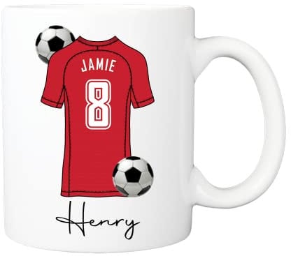 Pickhut Personalized Football Mug Gift for Men & Boys - Custom Name & Number - Soccer Jersey Design - Unique Birthday Present for Dad, Son, or Grandad (D15)