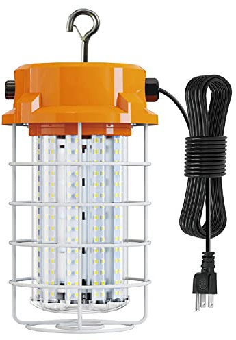 LED Temporary Work Light 100W 15000Lm 5000K Daylight White High Bay led Construction Light with Hook Portable Linkable Durable LED Job Site Lighting for Damp Location Indoor Outdoor Area Lighting