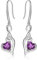 Geburtsstein Unendlich Ohrringe für Damen- Qings 925 Sterling Silber Februar Amethyst Unendlichkeit Herz Zirkonia Baumeln Tropfen Edelstein Ohrstecker Weihnachten Geburtstag Infinity Schmuck