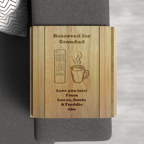 Active Film Personalised Sofa Arm Tray, Adjustable Engraved Wooden Foldable Armrest/Armchair Table, Sofa Organiser, Remote, Magazine, Drink Holder, Coffee, Tea, Biscuits/Snack (Style 6)