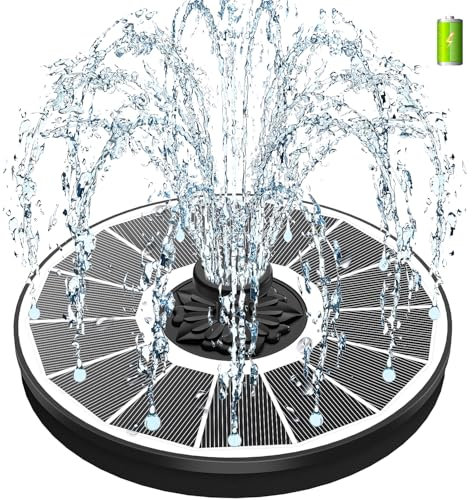 SZMP Solar Springbrunnen mit 3.5 Watt, 2000mAh Akku - Arbeiten an Trüben Tagen - 2025 Upgrade Glas Solar Teichpumpe Wasserpumpe Solar Schwimmender Fontäne Pumpe mit 8 Effekte für Garten, Vogel-Bad