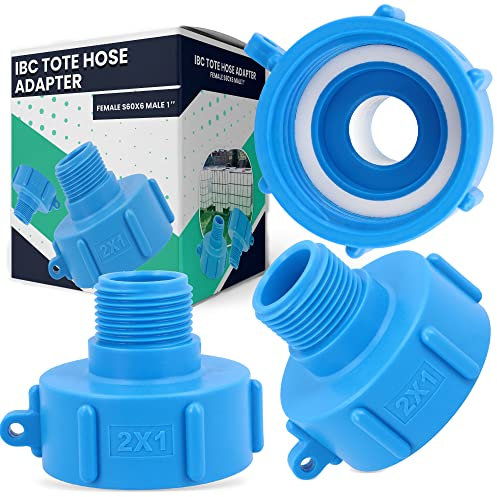 IBC Container Tank Verbinder Adapter Deckel Ø 2 Zoll Außengewinde S60x6 IG Grobgewinde Blau Kunststoff Tankdeckel | Anschluss Zubehör Für Tank- & Wasserbehälter Regentonnen Regenwassertank