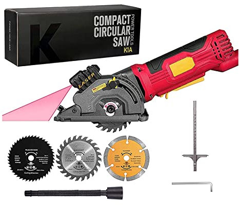 Mini sierra Circular eléctrica de 480W, 3700RPM, 85mm con guía láser, regla de escala, puerto de vacío, 3 hojas, sierra eléctrica de mano for cortar