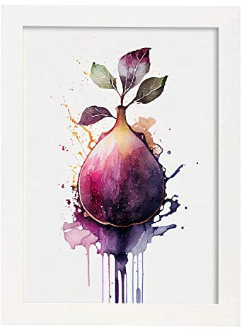 Nacnic Vollfarbiges Feige Poster. Illustrationen von Obst, Gemüse und gesunder Ernährung im urbanen Kunst Stil. Innenarchitektur und Dekoration. A3 weißen Rahmen.