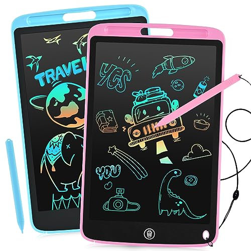 10 Pollici LCD Scrittura Tablet,PINKCAT 2 Pacchi Colorato Doodle Board Lavagna Magica Bambini Disegno Tablet Toddler Apprendimento Giocattoli Educativi Regali per 3 4 5 6 7 Anni Bambino