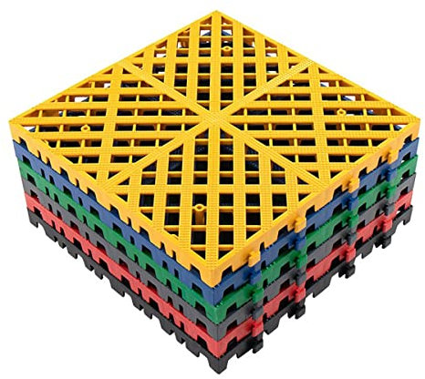 DOCIM Lot de 90 dalles de sol emboîtables de 40,6 x 40,6 x 3 cm, tapis de drainage antidérapants pour sol de garage, lave-auto, plancher de terrasse, bleu