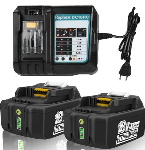 ENERGUP 2X18V 5.5Ah Batterie pour Makita 18V Batterie + DC18RC Chargeur pour Makita Batterie 18V BL1860 BL1850 BL1850B BL1840 BL1830 BL1845 194205-3 LXT-400