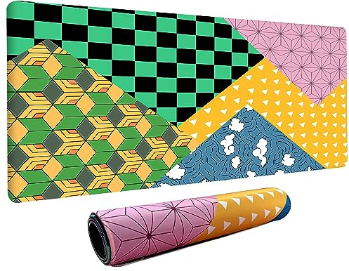 Miesherk Demon Tapis de souris coloré, épais et imperméable avec bords cousus, accessoires de bureau pour souris, ordinateur, base antidérapante, 800 x 400 x 4 mm, Vert