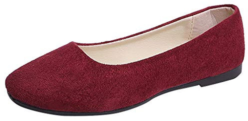 Women's Slip On Flat Walking Ballerina Shoes Casual Work Office Comfortable Cute Shoes Ladies Flat Pumps UK Size Slip On Loafers Ballet Ballerina Dolly Shoes Wine, 4 UK