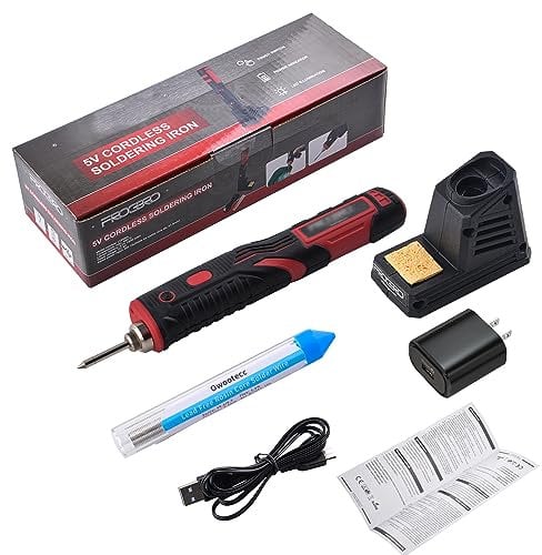owootecc Cordless Soldering Iron portatile 11 Watt 2500 mAh Max 520 ° C adatto riscaldamento rapido ad alta capacità, kit saldatore a batteria sicuro professionale a principianti rapido, sicuro