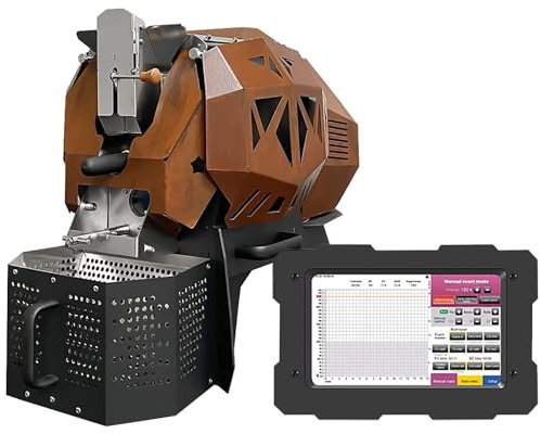 Tostatrice per caffè commerciale, tostatrice automatica per chicchi di caffè, tostatrice per chicchi di caffè ad aria calda da 1200 g con curva di temperatura e raccoglitore automatico 600g yellow