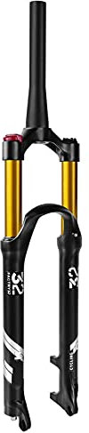 Forcella anteriore per mountain bike, 26/27,5/29 pollici, freno a disco, 140 mm, tubo dritto/conico, forcella ammortizzata per MTB QR 9 mm (dimensioni: 66 pollici, colore: blocco manuale conico)