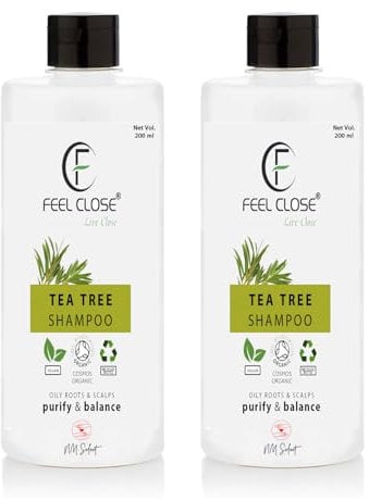 Organic Tea Tree Clarifying Shampoo (200ml x 2) | Natural, Vegan, Cruelty Free, Paraben & SLS Free | For Normal to Oily Hair