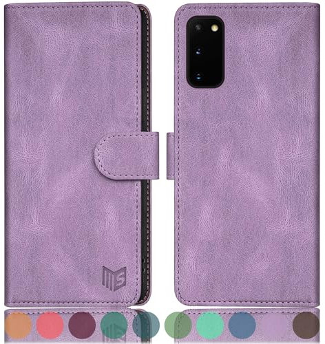 SUANPOT [RFID Schutz für Samsung Galaxy S20 Hülle PU Leder Handyhülle Lederhülle Klapphülle Kartenfach Flip Cover für Samsung S20 Handy hülle Leather Wallet Phone Case Flieder Lila