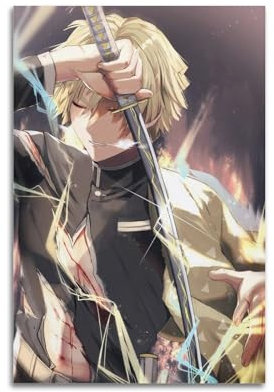 Demon Slayer Agatsuma Zenitsu Elegant Art Poster Dekorative Malerei Leinwand Wandkunst Wohnzimmer Poster Schlafzimmer Malerei,Wandkunst Bilddruck Moderne Familienzimmer Dekor 12x18inch(30x45cm)