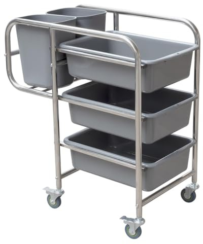 Allpax Geschirrabräumwagen aus Edelstahl mit 5 Geschirrwannen - 455 x 785 x 885 mm - Traglast 50 kg - Küchenwagen, Geschirrwagen, Servicewagen, Transportwagen