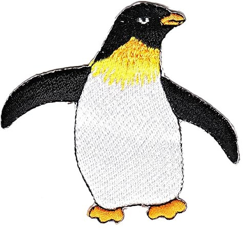 Pinguin Vogel Königspinguin Aufnäher zum aufbügeln oder aufnähen Bügelbild Aufbügler für Kleidung gestickter Bügelpatch Applikation Zoo Tier Patch Größe 7,7 x 7,1 cm